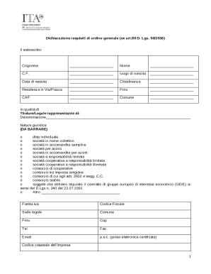 Dichiarazione requisiti di ordine generale