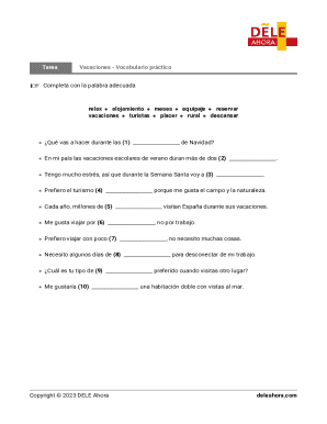 Tarea Vacaciones - Vocabulario práctico