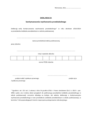 Preschool Education Continuation Declaration