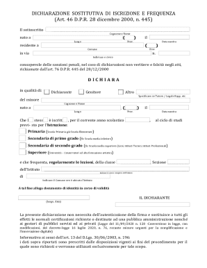 Italian School Attendance Declaration Form