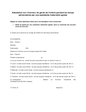 Child Care Attestation Form