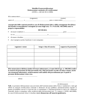 Italian Self-Certification Form