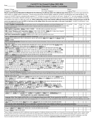 California General Education Transfer Curriculum Form