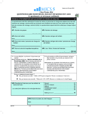 Côte d’Ivoire Child Under 5 Questionnaire