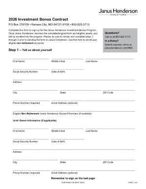 2026 Janus Henderson Investment Bonus Contract