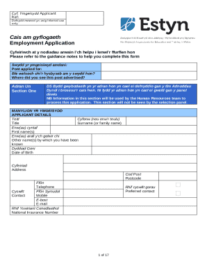 Welsh Employment Application Form