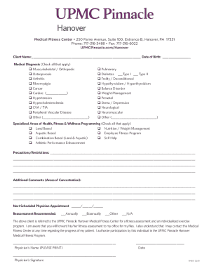 Medical Fitness Center Client Referral Form