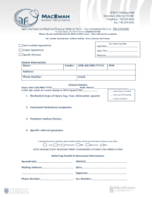 Sport and Exercise Medicine Physician Referral Form