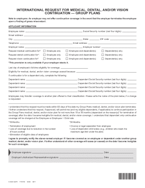 International Request for Medical Continuation
