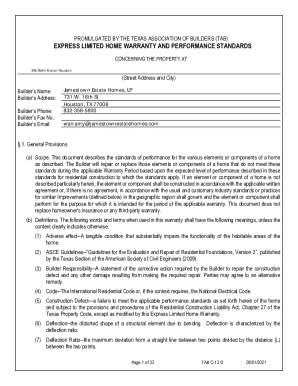 Texas Home Warranty Agreement