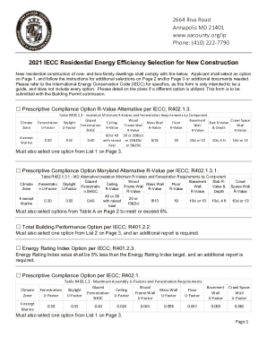 2021 IECC Residential Energy Efficiency Selection