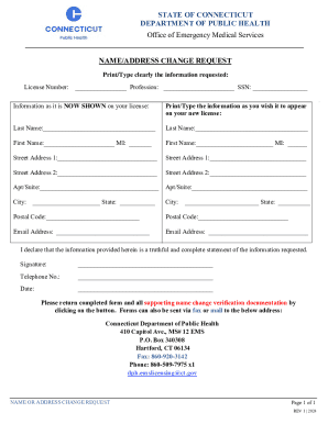 Connecticut Name/Address Change Request