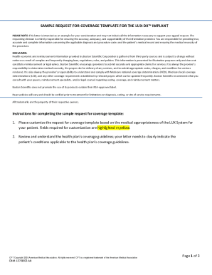 Request for Coverage Template for LUX-DX Implant