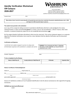 Identity Verification Worksheet