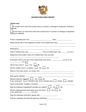Incident Near Miss Report Form