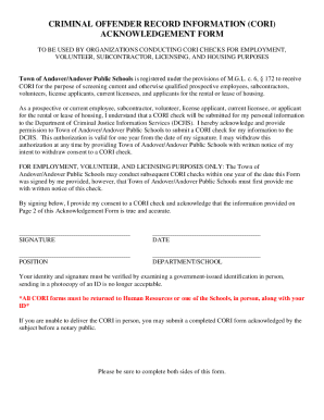 CORI Acknowledgment Form