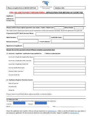 Online Payment Refund Form