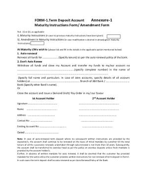 Term Deposit Maturity Instructions Form