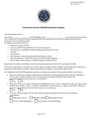 Community Partner ABAWD Exemption Request