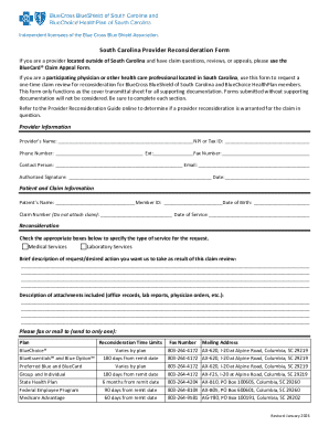 South Carolina Provider Reconsideration Form
