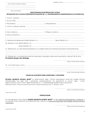 Student Information Questionnaire