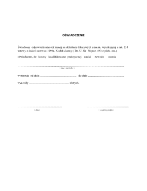 Practical Training Cost Affidavit