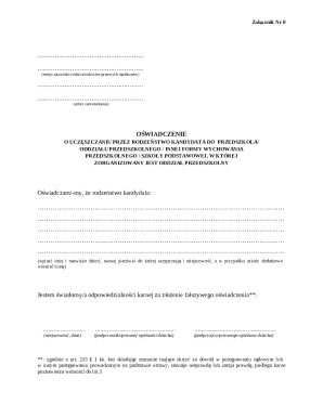 Parent Declaration for Child Admission