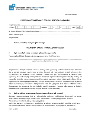 Medical Consent Form for Cyst Removal