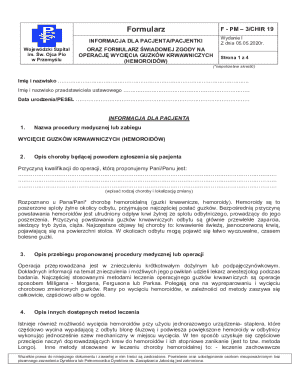 Medical Consent Form for Hemorrhoid Surgery