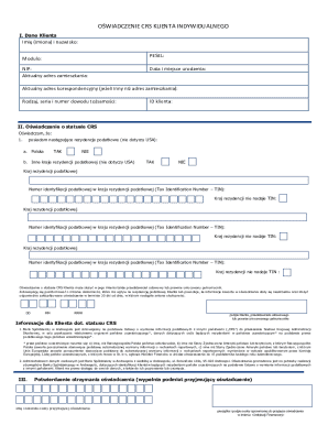 Polish CRS Client Tax Residency Declaration
