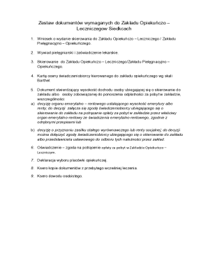 Application for Admission to Nursing and Care Facility