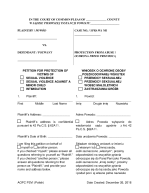 Protection from Abuse Petition