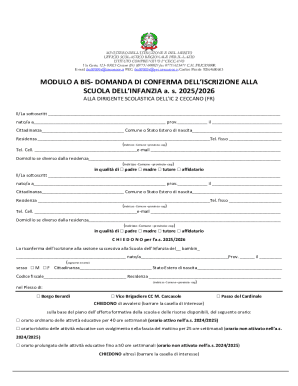 Italian Kindergarten Enrollment Confirmation Form