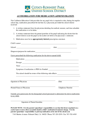 Authorization for Medication Administration