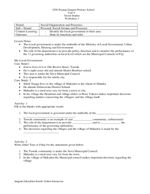 Social Studies Worksheet