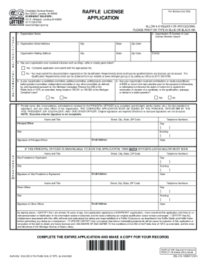 Michigan Raffle License Application