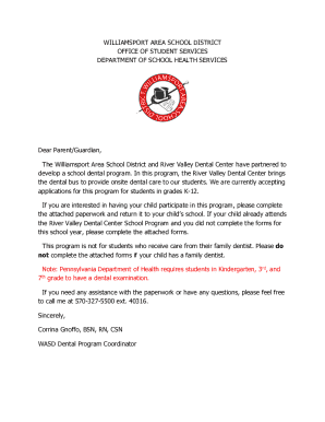 Pennsylvania School Dental Program Enrollment Form