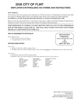 City of Flint Employer Withholding Tax Forms