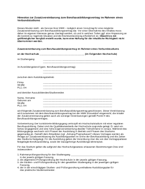 German Apprenticeship Agreement for Dual Study Program