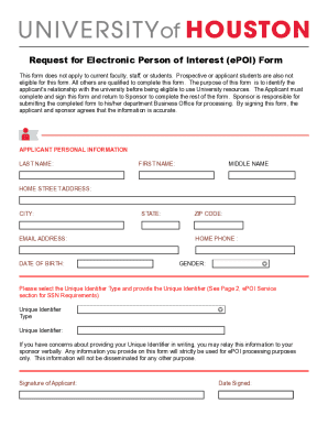 Request for Electronic Person of Interest (ePOI) Form