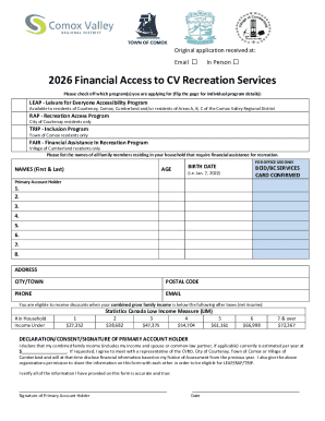 2026 Financial Access to CV Recreation Services Application