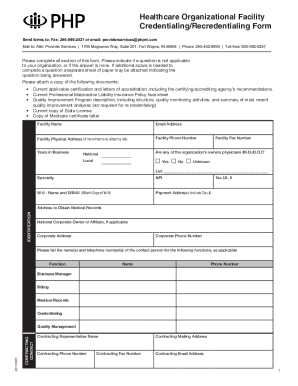 Healthcare Organizational Facility Credentialing Form