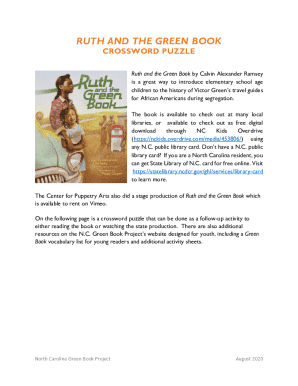 Ruth and the Green Book Crossword Puzzle