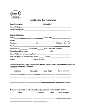 Application For Assistance