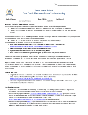 Texas Home School Dual Credit Memorandum of Understanding