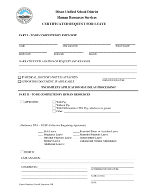 Certificated Request for Leave