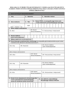 Polish Healthcare Provider Selection Form