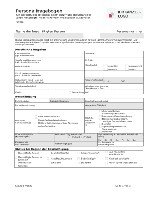 German Minijob Employment Form