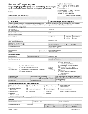 German Minijob Employment Form