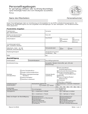 German Minijob Employee Form